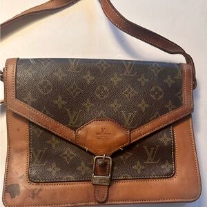 True Vintage Louis Vuitton Monogram Canvas Leather Trim 1970s original Purse